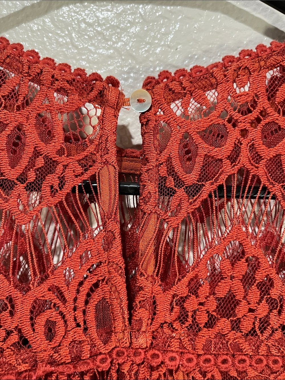 Blu Pepper Rust Lace Crochet Blouse Sz S  Feminine Sheer Boho Romantic TC0123 - Picture 9 of 9